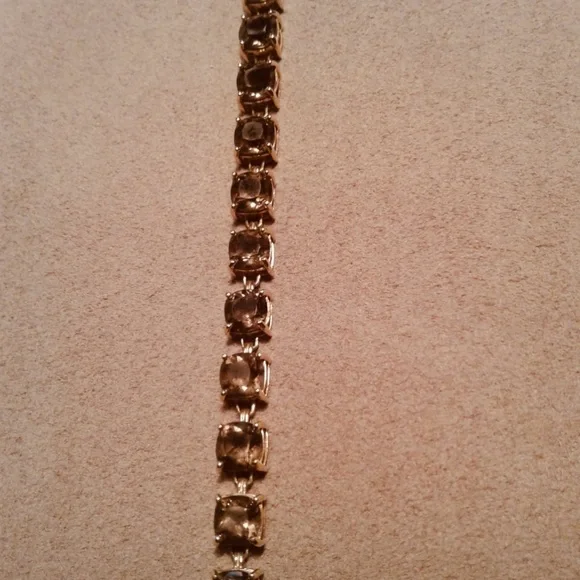 14K SOLID YG 10CT Smoky Quartz Cushion Cut Bracelet - Picture 5 of 7